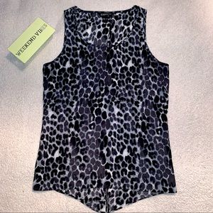 Express | Cheetah Print Tank Top, Flowy, Sheer, Slit Back, Size S